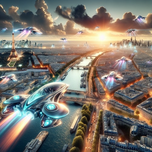 Flying cars over Paris. Style Fantasy Art Introducing Printify’s AI Image Generator 7