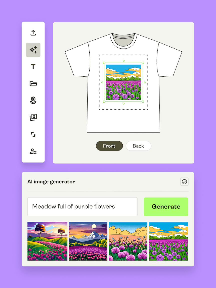 Use best selling designs or generate your own AI Image Generator Printify x Shutterstock 9